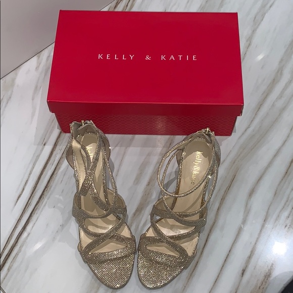 Kelly & Katie Shoes - Kelly & Katie gold strappy heel size 8